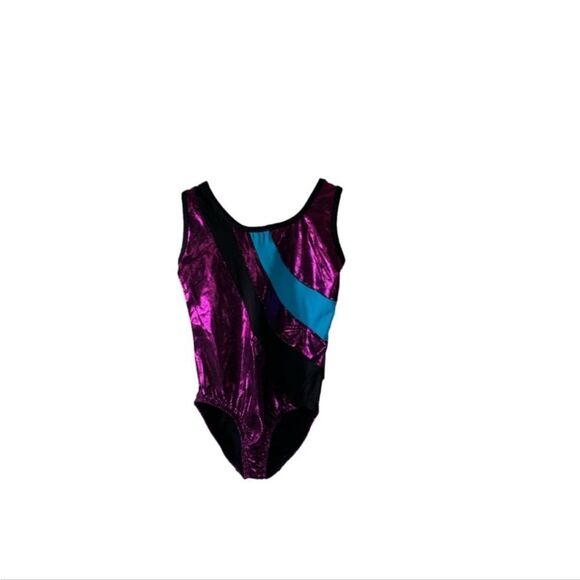 Danskin Now Other - Danskin Now Kids Small Purple, Black and Blue Gymnastics Dance Foil Leotard